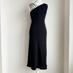 VINTAGE Y2K BLACK STRAPPY SHOULDER‎ MIDI DRESS
